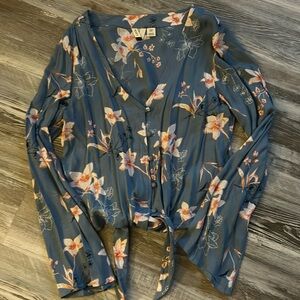 Roxy button up tie blouse